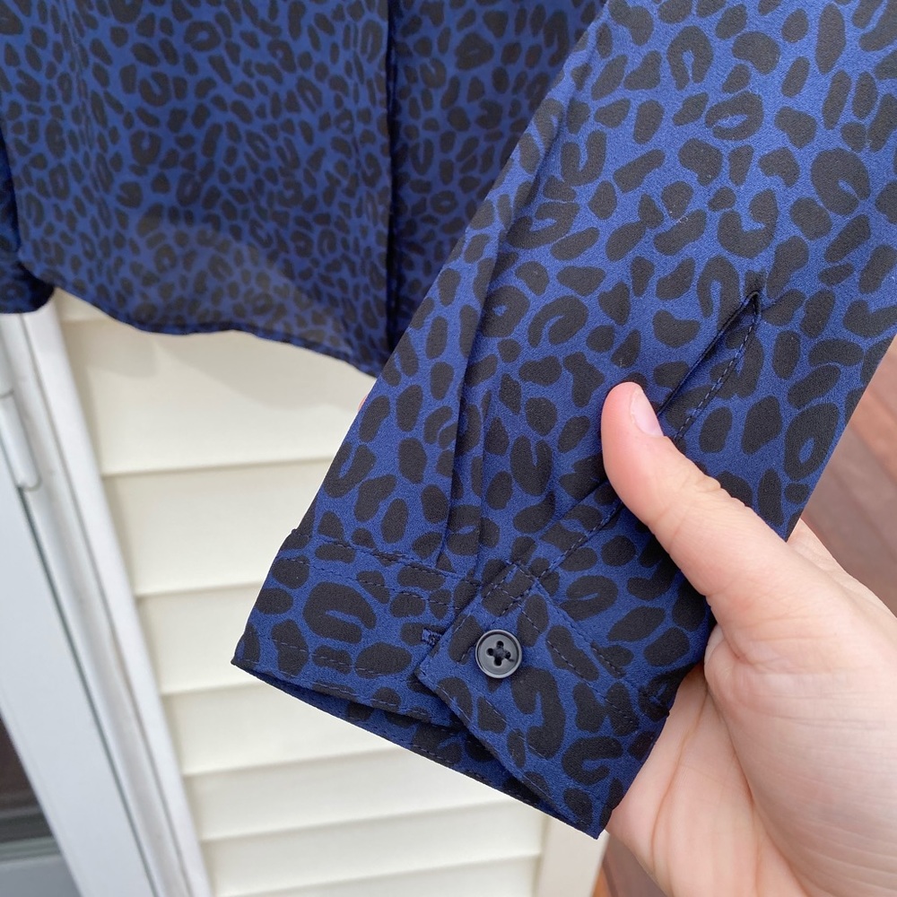 Loft Leopard Print Button Up Chiffon Blouse - image 6